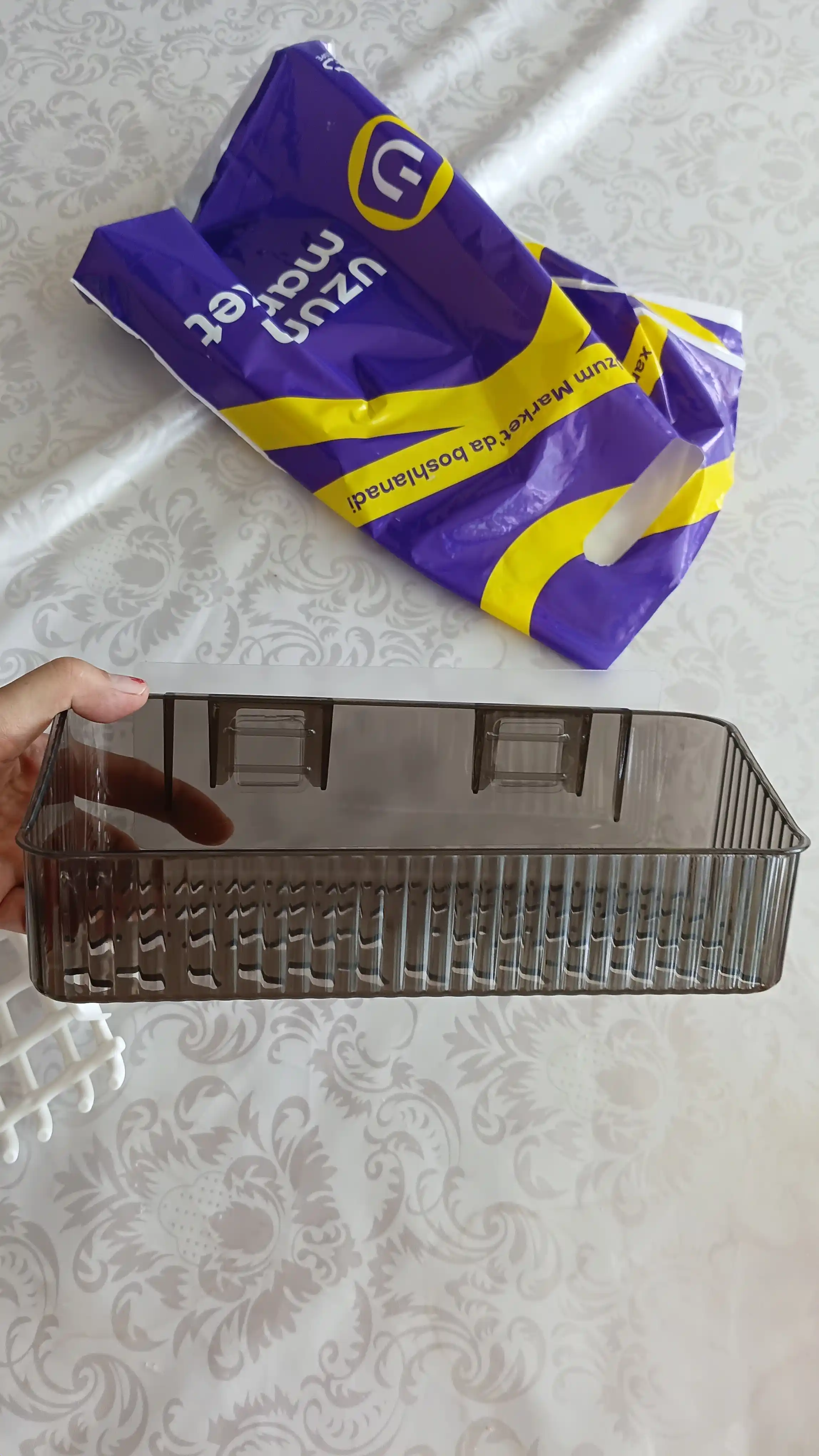 Полка для ванной прямоугольная, настенная, без сверления, пластиковая