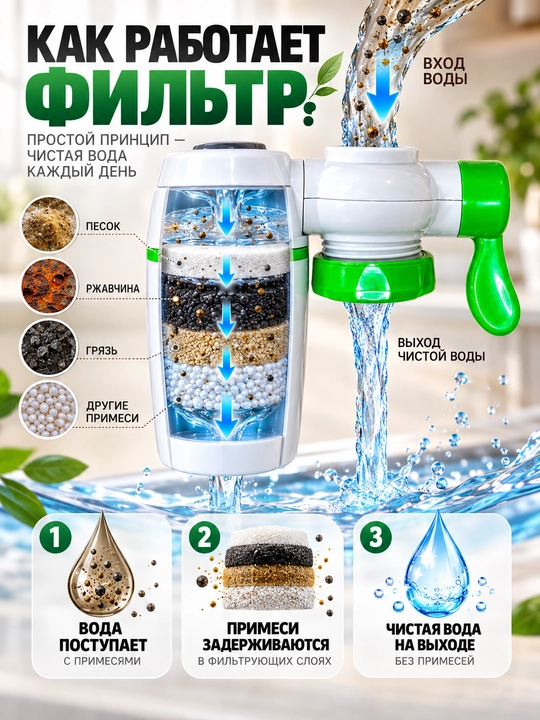 Фильтр для воды на кран – чистая питьевая вода,удобное управление и простая установка дома