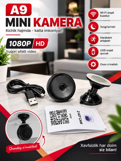 Mini kamera, kuzatuv kameralar uy xavfsizligi uchun - 