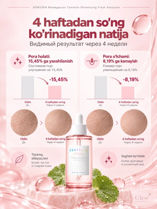 Poralar kamaytirish uchun sentellali ampula SKIN1004 Madagascar Centella Poremizing Fresh