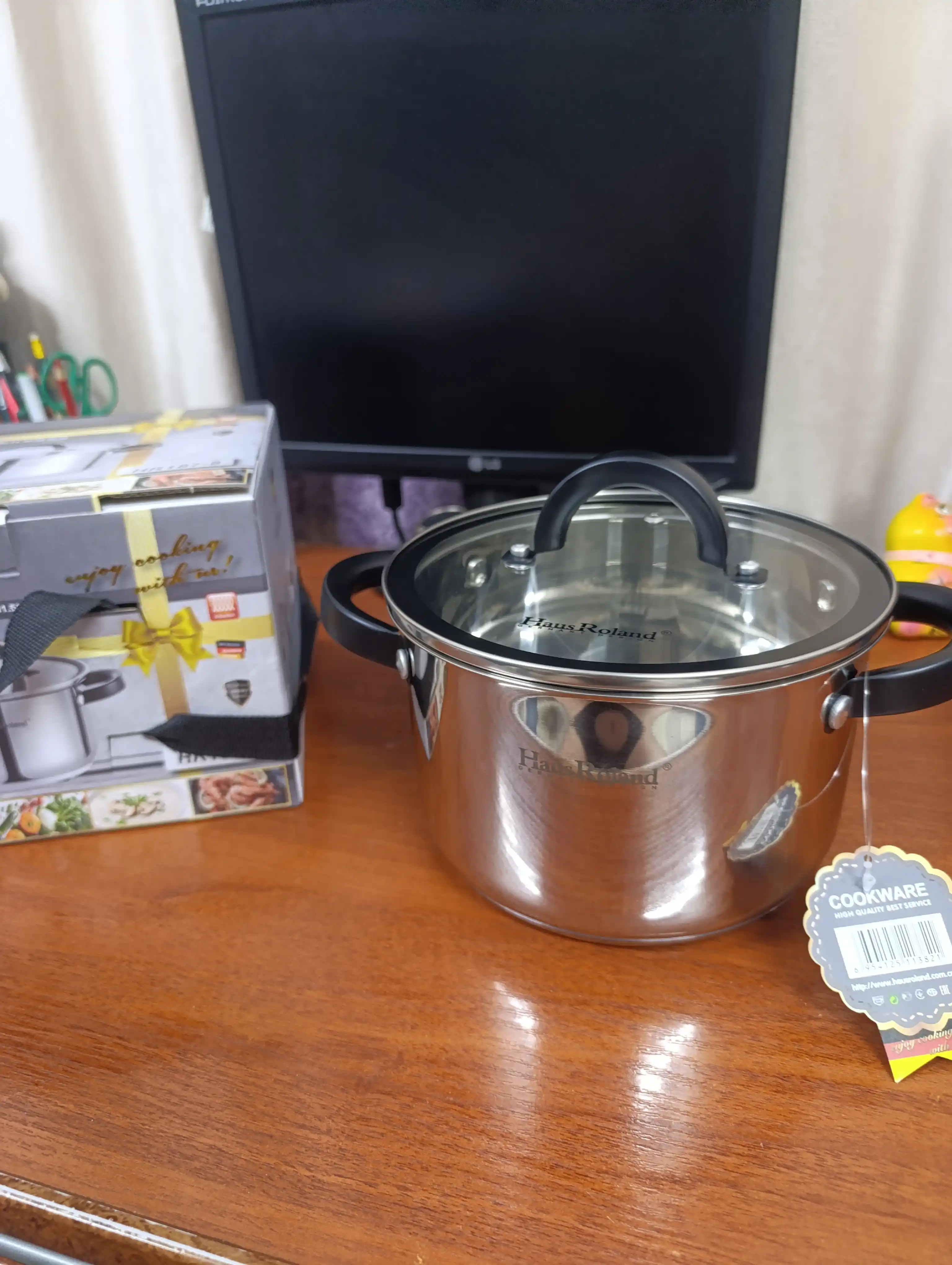 Кастрюля Hause Roland, из нержавеющей стали со стеклянной крышкой, объём от 2.9 до 10.1 л