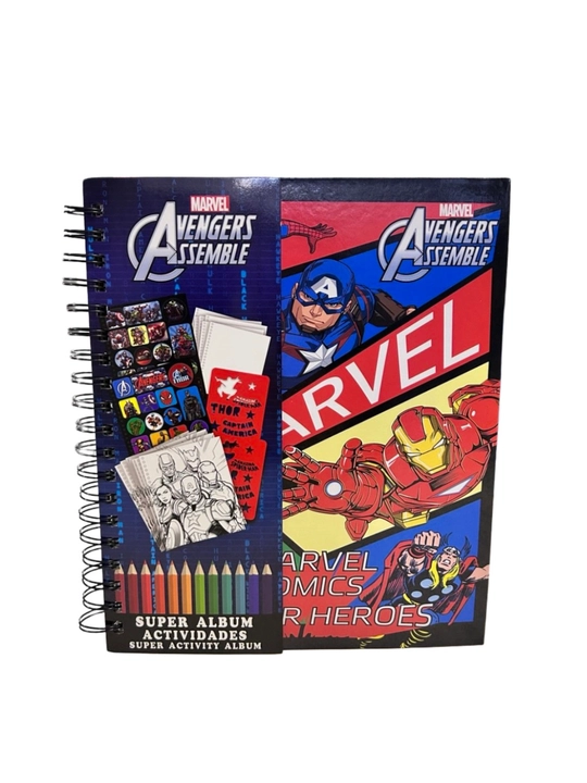 Marvel Avengers bolalar ijodiy to‘plami, albom, rangli qalamlar va stikerlar - 