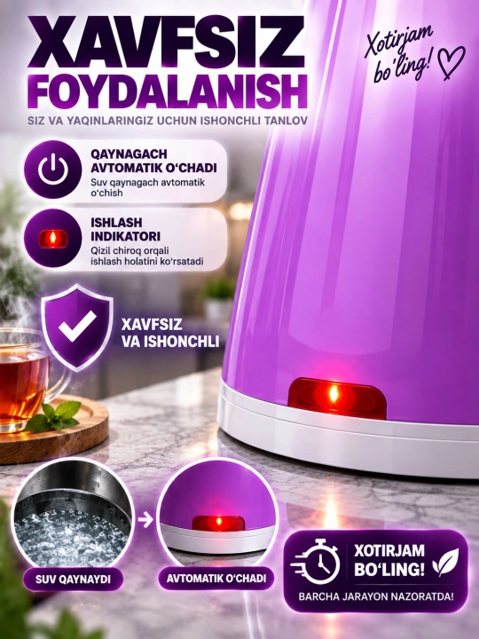 Elektr choynak BOSCH  tefal choynaklar 2.0 L 1500W LED, yoritkichli