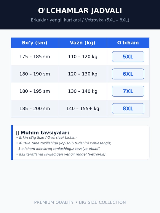 Katta o'lchamdagi ikki taraflama kiysa bo'ladigan yengil kurtka, vetrovka, 5XL-8XL, Xitoy