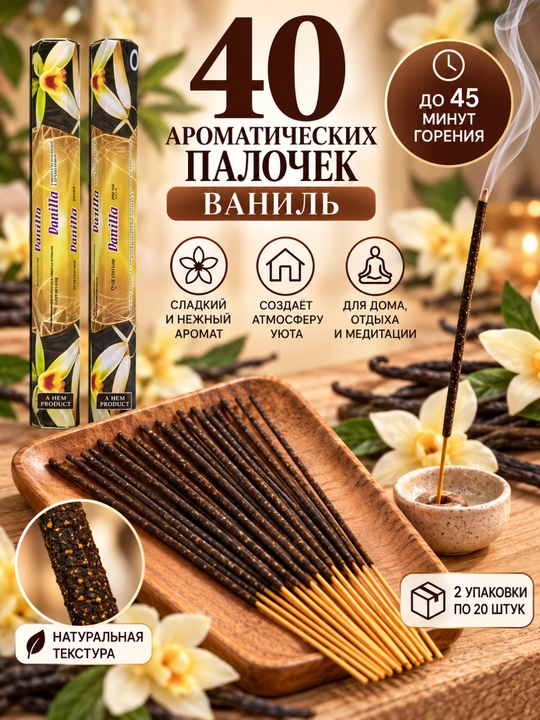 Ароматный благовония в наборе 2 упаковки по 20 палочек