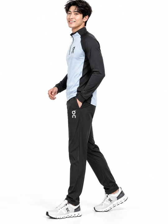Erkaklar sport kostyumi longsliv+shim, tez quriydigan, yugurish, fitness uchun rashgard