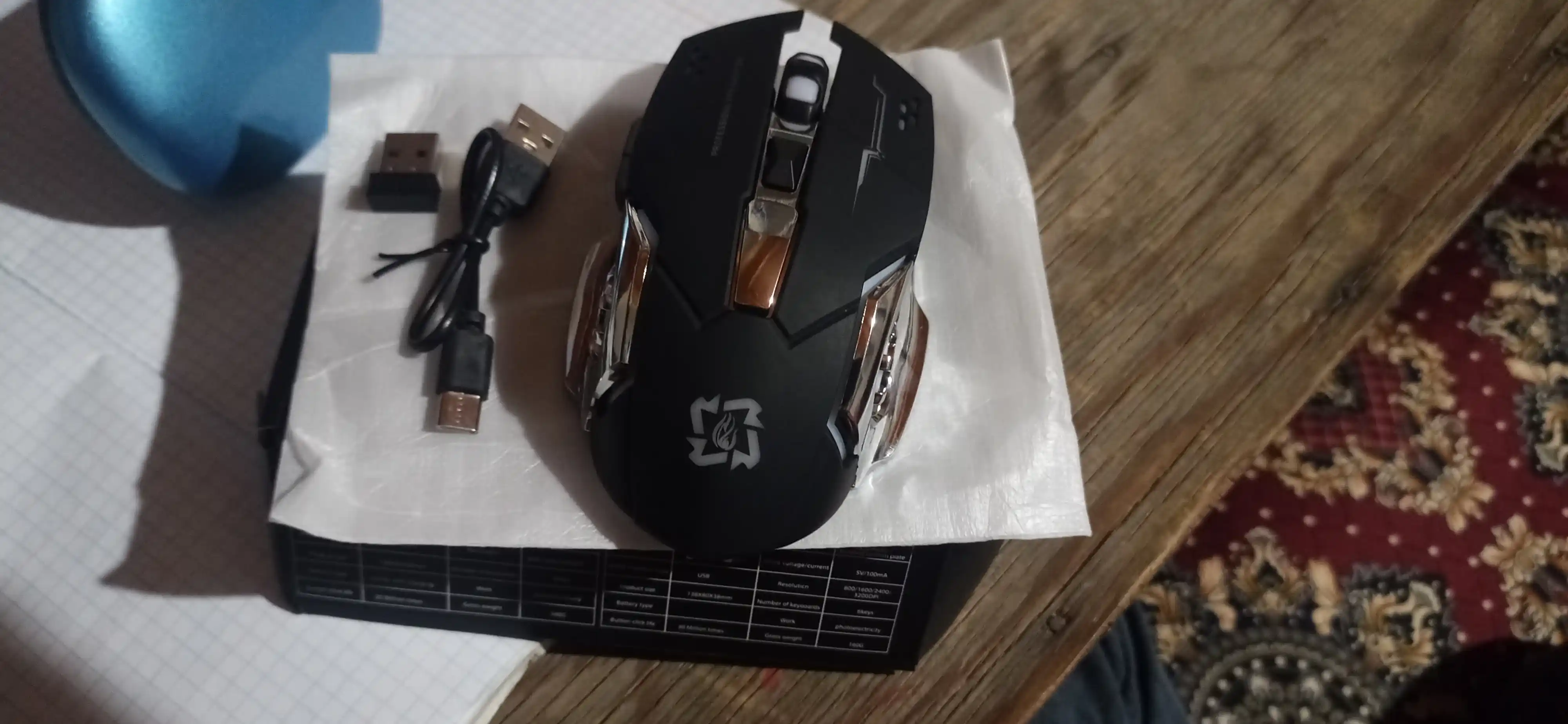 Simsiz kompyuter sichqonchachi, tovushsiz, RGB, Bluetooth