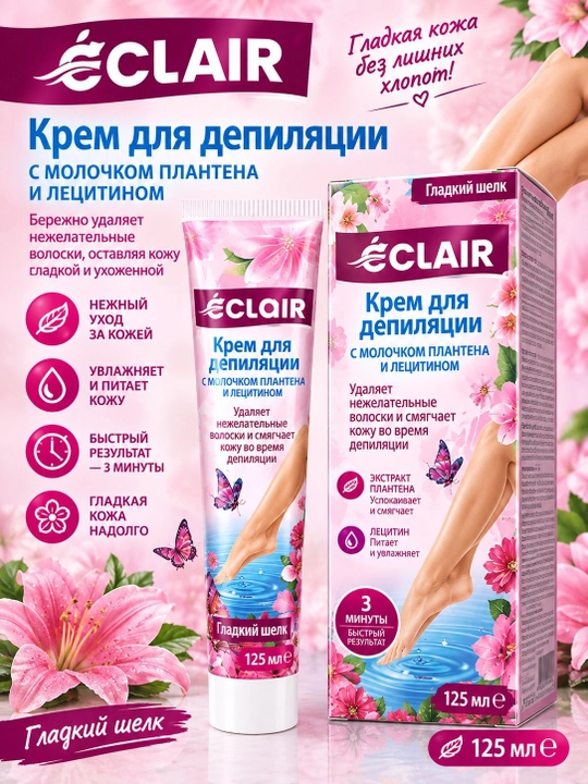 Eclair Крем для депиляции с пантенолом и лецитином, 125 мл - 
