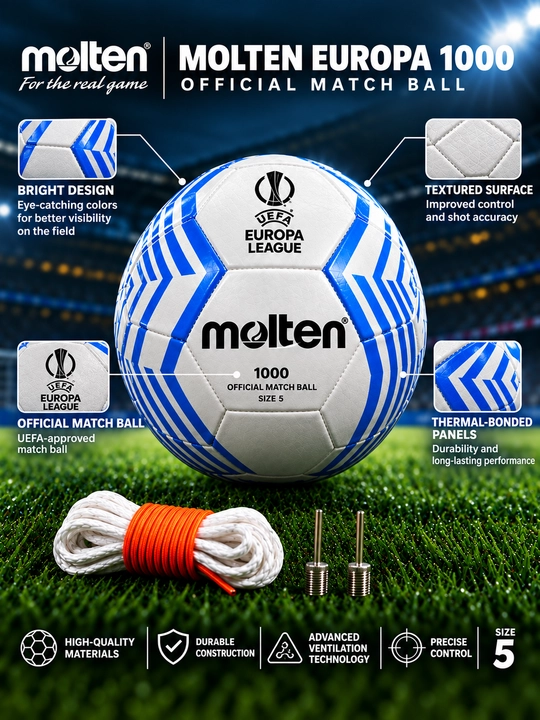Futbol to‘pi Molten Europa 1000, UEFA Europa League, 5-o‘lcham, oq-ko‘k