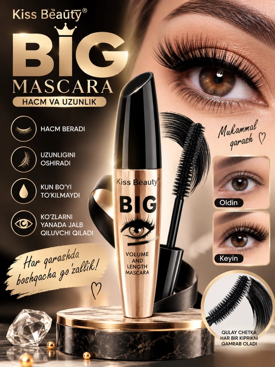 BIG Mascara — hajm va uzunlik beruvchi kiprik tushi - 
