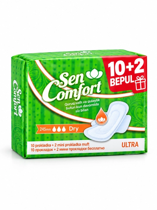 Ayollar uchun maxsus kunlar uchun Sen Comfort Ultra 245 mm qalinlikdagi yumshoq va quruq prokladkalar - 