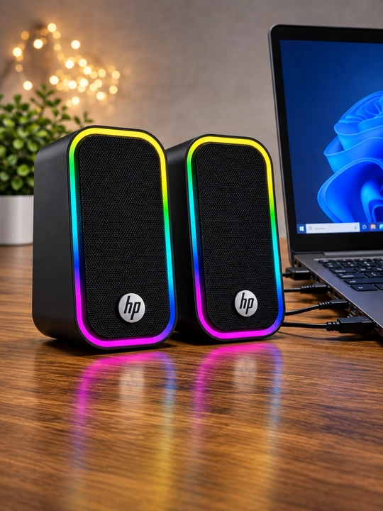 Компьютерные колонки 2.0, USB и AUX подключение, стерео аудиоколонки