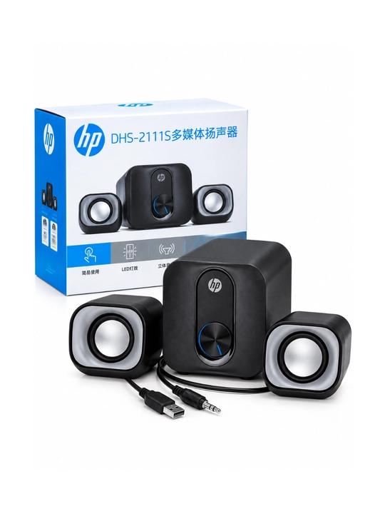 Компьютерные колонки 2.0, USB и AUX подключение, стерео аудиоколонки