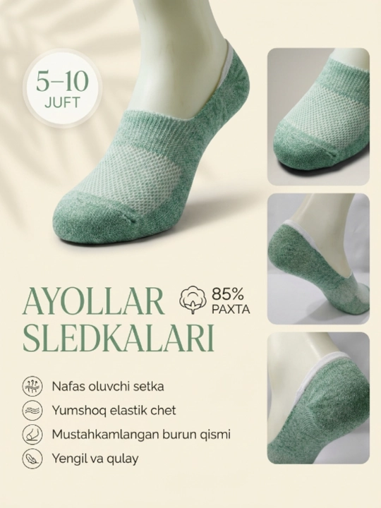 Ayollar pyatkasi paypoqlari, ayollar tovon paypoqlari, kalta paypoqlar, 5, 10 juft to‘plam