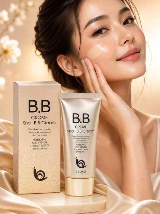 CROME SNAIL BB SPF50 kremi, chig‘anoq mutsinli, oqartiruvchi tusli krem - 