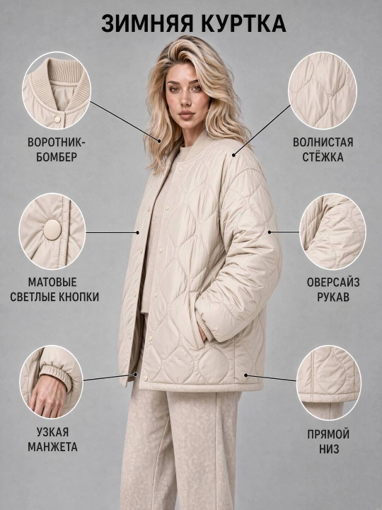 Kuz va qishga mo‘ljallangan ayollar uchun katta o‘lchamli qavilgan kurtka, issiq kurtka va momiq kamzul