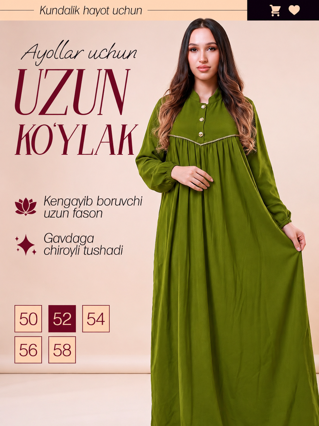 Ayollar uchun ko‘ylak, uy va ko‘cha uchun juda qulay belmantodan tikilgan kiyim - 