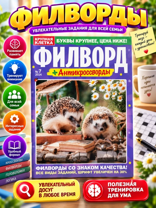 Rus tilida antikrosvordlar bilan filvordlar to'plami №7/24 - 