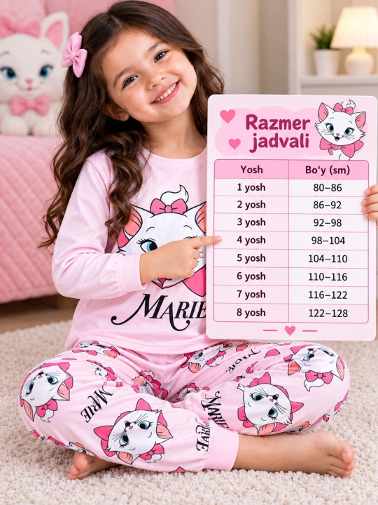 1-8 yoshli bolalar uchun uzun yengli yumshoq pijama