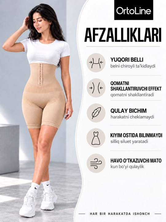 Qorin va belni tortuvchi ayollar shortiklari, yuqori belli korsetli korreksion ichki kiyim