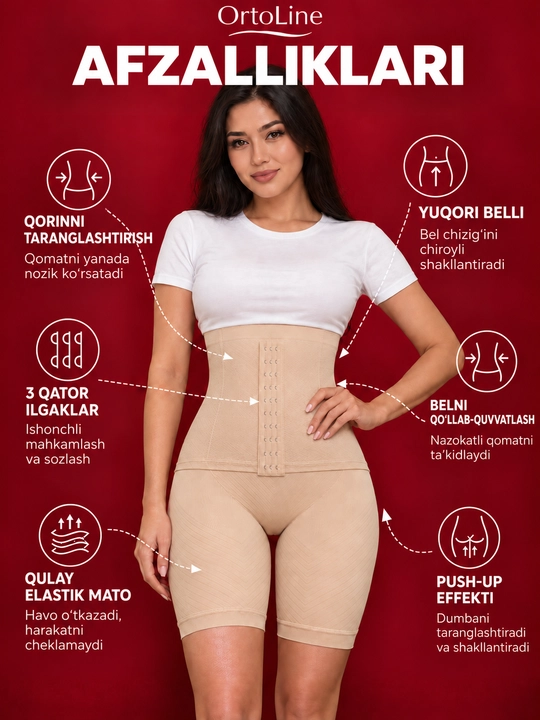 Qorin va belni tortuvchi ayollar shortiklari, yuqori belli korsetli korreksion ichki kiyim