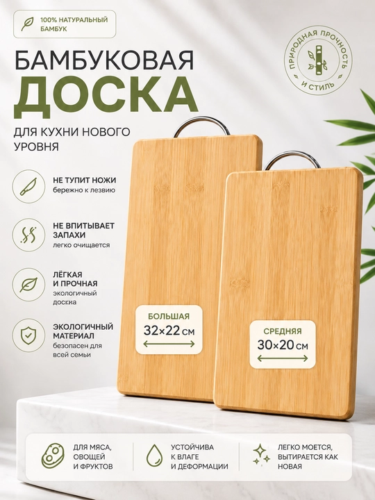 Бамбуковая доска, разделочная доска для кухни, эко доска, доска с металлической ручкой