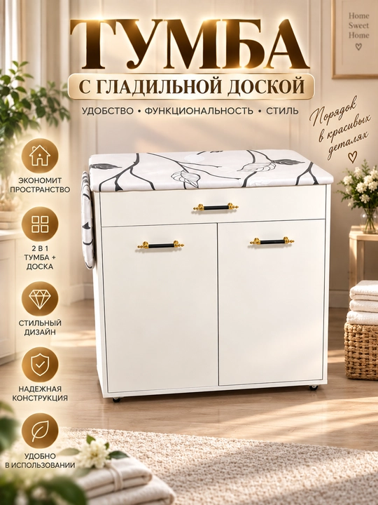 Тумба с гладильной доской — функциональное решение для дома, удобное хранение вещей - 