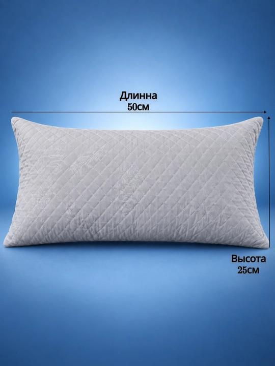 Dekorativ yostiq, marmar satin matodan, 50×25 sm, to‘g‘ri to‘rtburchak shaklida, zich - 