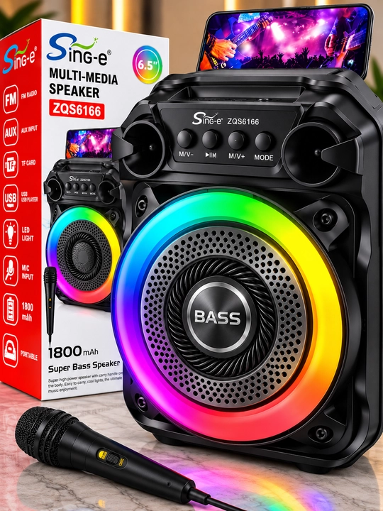 ZQS 6166 kolonka kuchli ovoz, chuqur bas va yorqin RGB yoritishga ega portativ kolonka