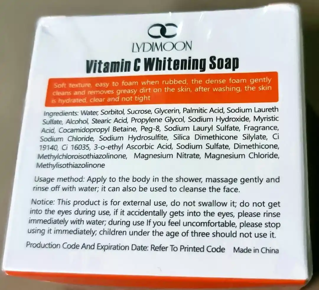 LYDIMOON Vitamin C oqartiruvchi sovun, tana va yuz uchun, namlantiradi, 100 g