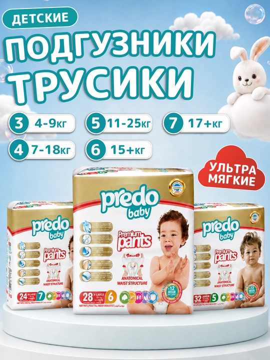 Predo Baby bolalar tagliklari, ichki kiyimlari. 3, 5, 6, 7-o‘lchamli tagliklar
