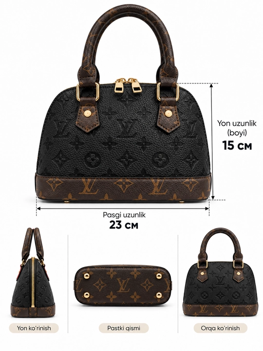 Louis Vuitton uslubidagi ayollar yelka sumkasi, quti va hujjatlar bilan birga