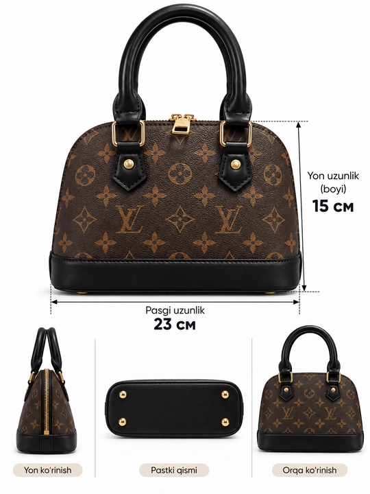 Louis Vuitton uslubidagi ayollar yelka sumkasi, quti va hujjatlar bilan birga