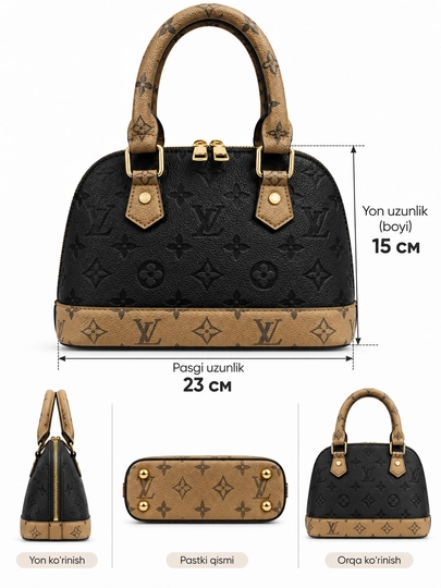 Louis Vuitton uslubidagi ayollar yelka sumkasi, quti va hujjatlar bilan birga