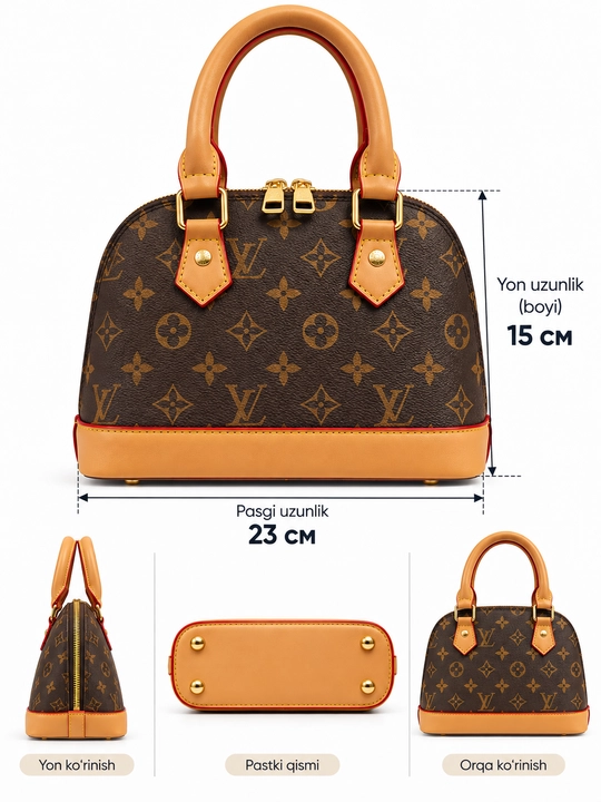 Louis Vuitton uslubidagi ayollar yelka sumkasi, quti va hujjatlar bilan birga