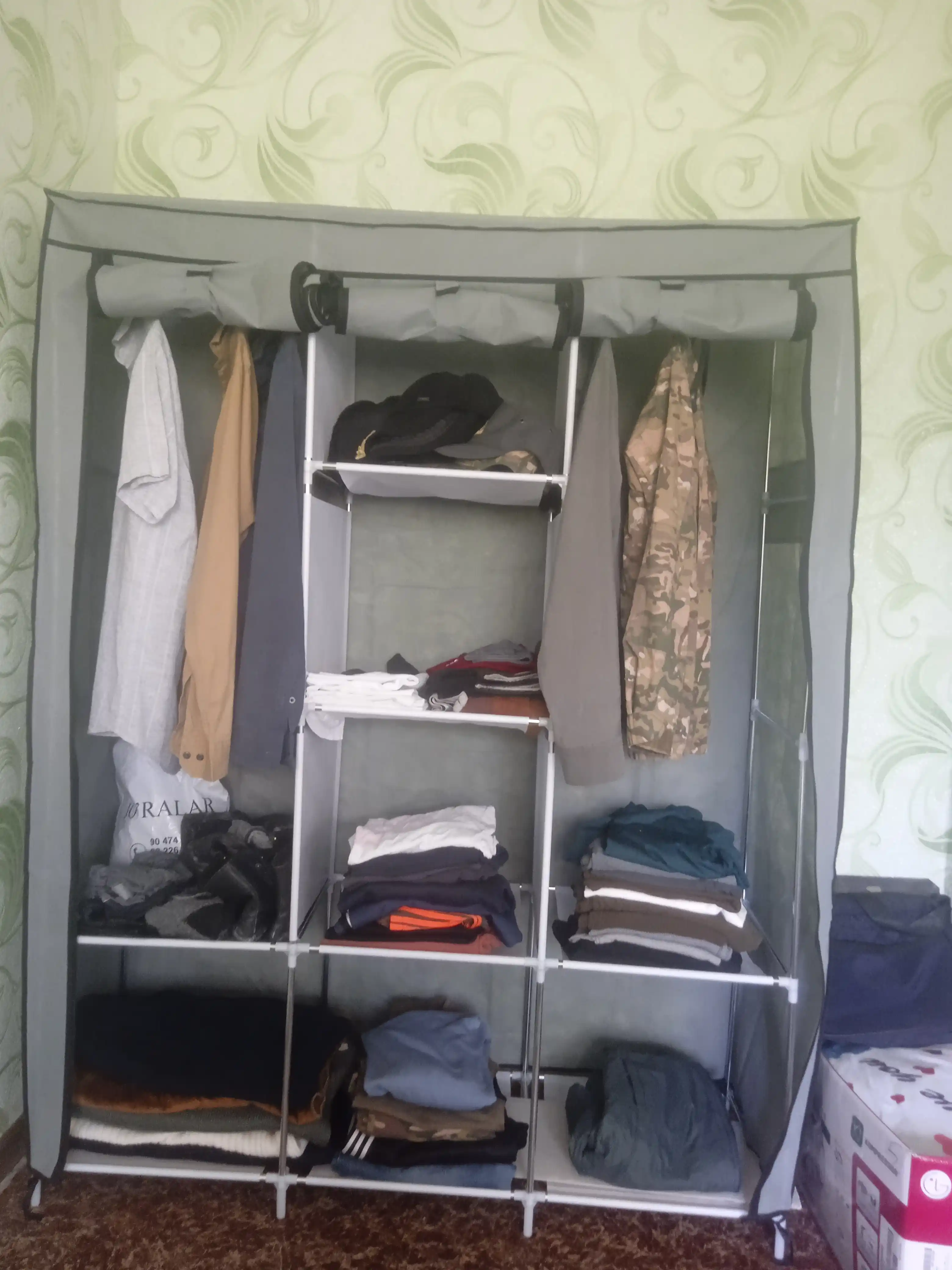 Matoli yig'ma shkaf - kiyim, poyabzal saqlash uchun garderob, 130 * 45 * 175 sm