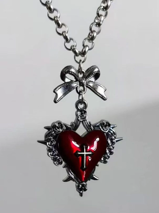 Yurak va xochli gotik marjon, Y2K uslubidagi choker va osma bezak
