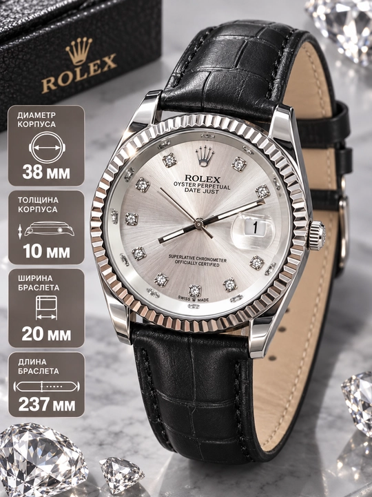 Rolex Land-Dweller - Klassik qora erkaklar qo‘l soati - 
