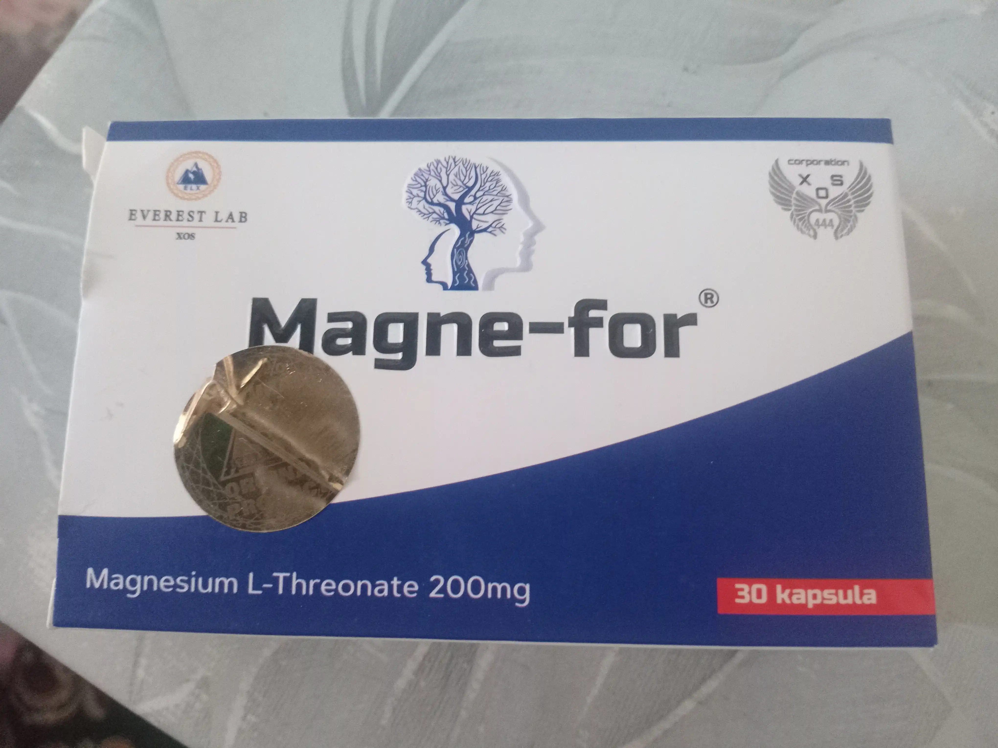Magne-For, L-treonat magniy 200 mg, xotira, diqqat va asab tizimi uchun, 30 kapsula, halol