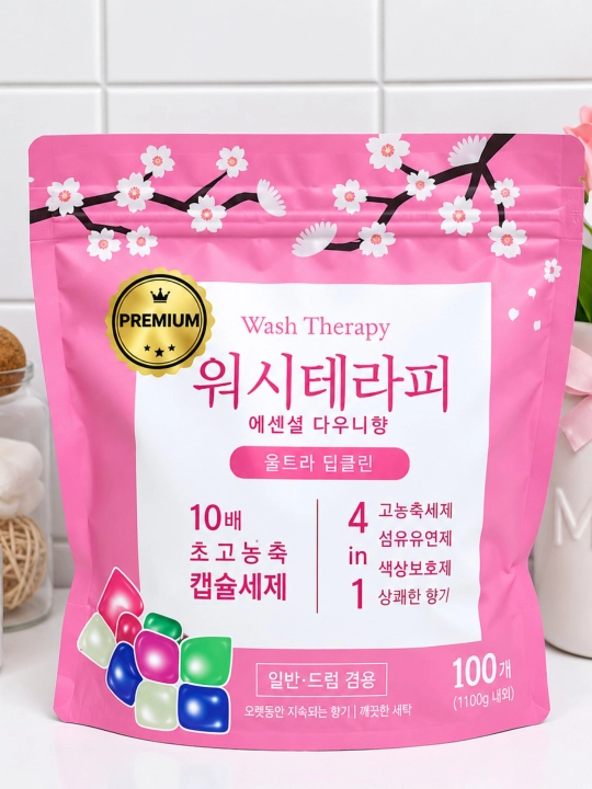 Wash Therapy Premium kir yuvish kapsulalari 4 tasi 1 da, 100 dona, 1100 g