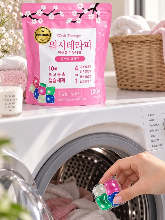 Wash Therapy Premium kir yuvish kapsulalari 4 tasi 1 da, 100 dona, 1100 g