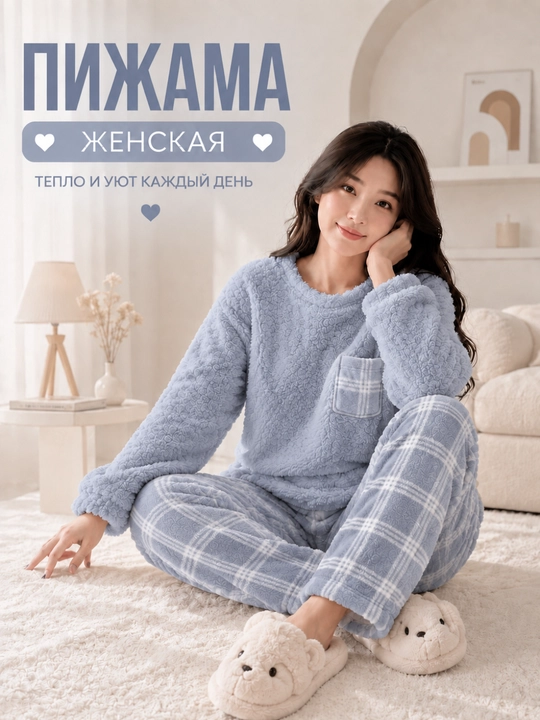 Женская пушистая пижама - 