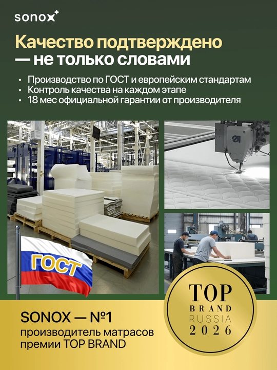 SONOX Prime Ortho FBS ortopedik to‘shak, 26 sm, mustaqil prujinali, o‘rtacha qattiqlikda