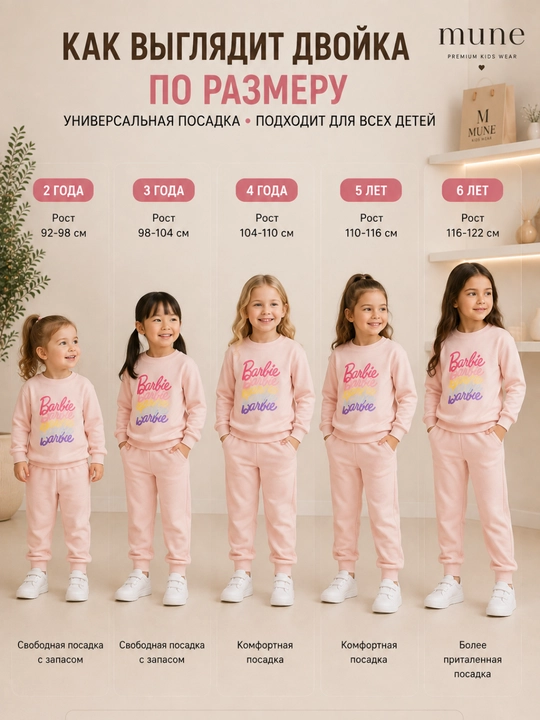 Детский костюм для девочки с принтом 2–6 лет