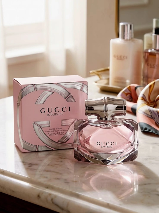 Gucci Bamboo ayollar atiri, gul va yog‘och iforli Eau de Parfum, 3–100 ml hajm tanlovi EDP