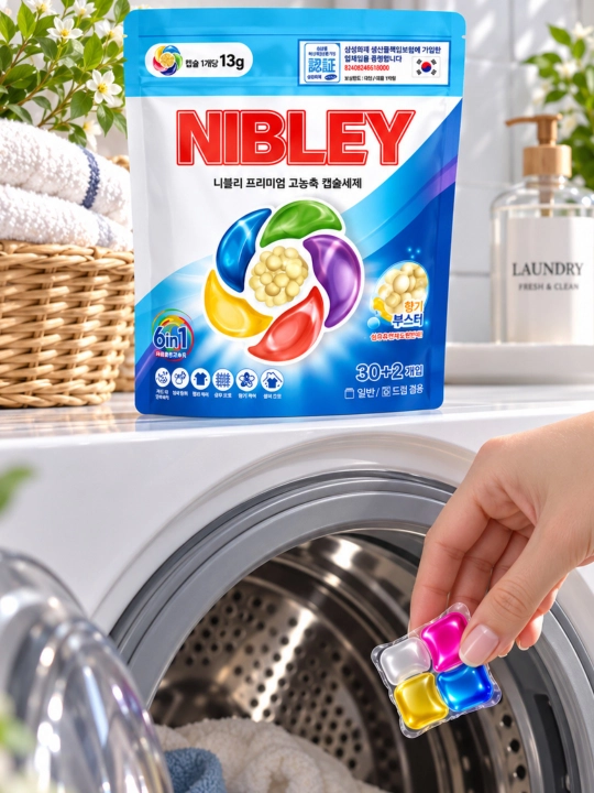 NIBLEY Premium kir yuvish kapsulalari 6in1, 32 dona, 13 g/kapsula