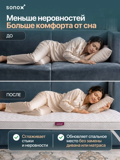 Матрас-топпер SONOX Extra Protect Plus FBS 8 см / анатомическая пена / жаккардовый чехол