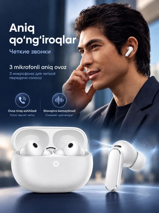 Simsiz quloqchin HUAWEI FreeBuds Pro 5, ANC, Bluetooth 6.0, 38 soatgacha, IP57