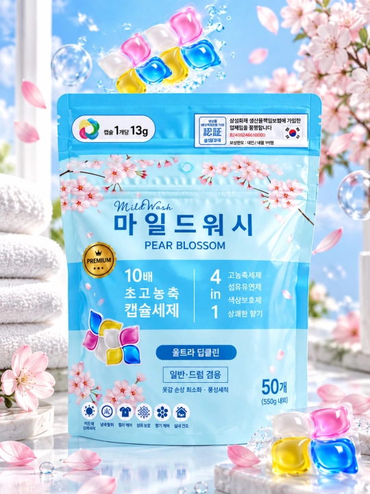 MildWash Pear Blossom Premium kir yuvish kapsulalari 4in1, 50 dona - 