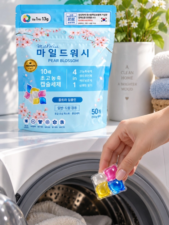 MildWash Pear Blossom Premium kir yuvish kapsulalari 4in1, 50 dona